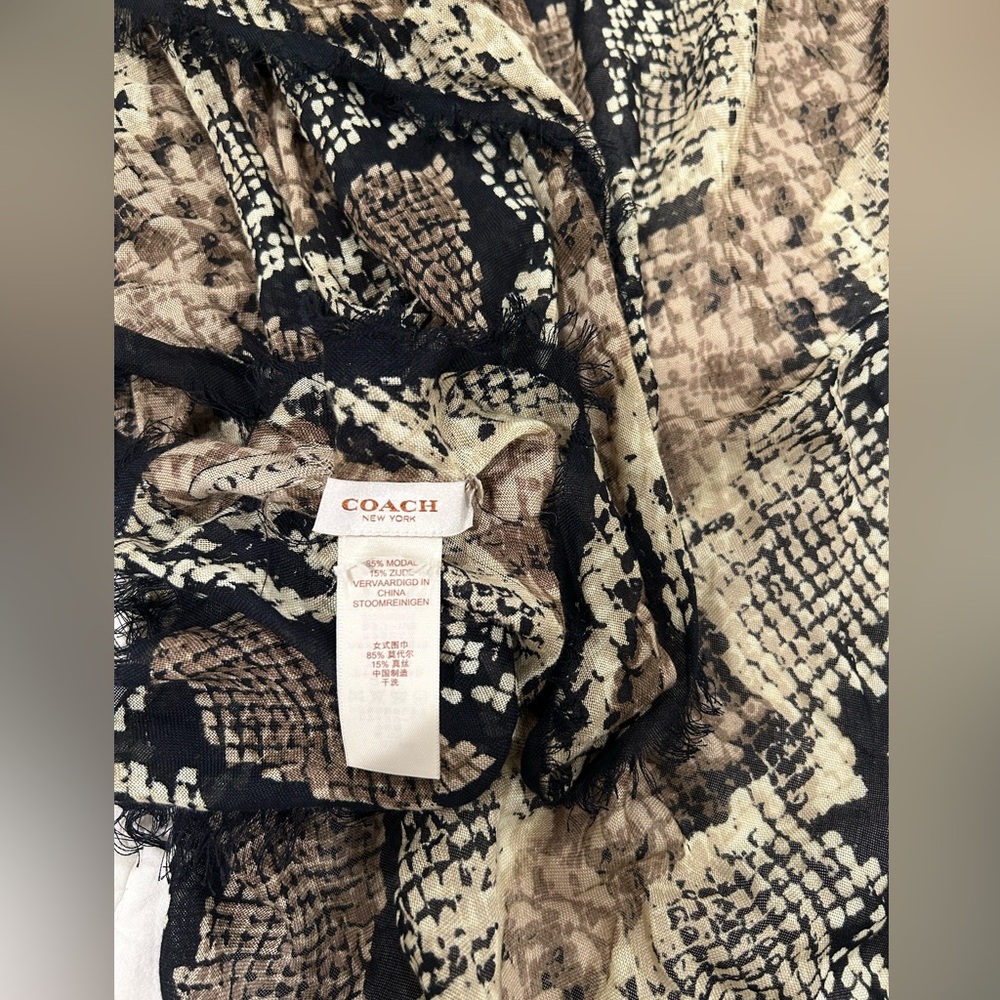 Coach Python Oversized Square Scarf Khaki,Black D… - image 4